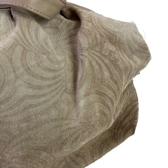Stone Mountain Suede Embossed Swirl Print Large Double Handle Handbag Purse Bag - Picture 4 of 16